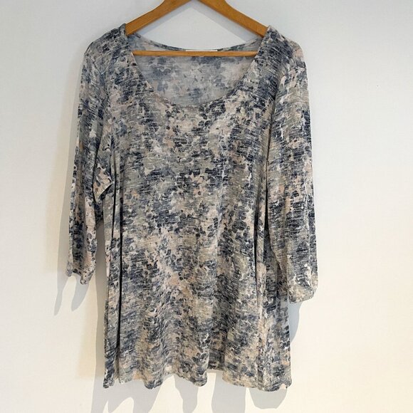 Rose & Olive Tops - Rose + Olive Woman Gray Arty Burnout 3/4 Sleeve Stretch Pullover Top Size 3X